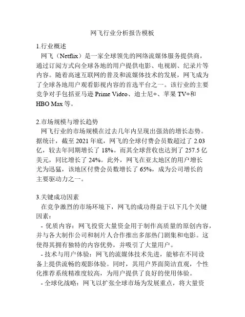 网飞行业分析报告模板