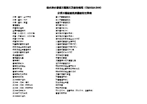 给水排水管道工程施工及验收规范 全部检验批表格