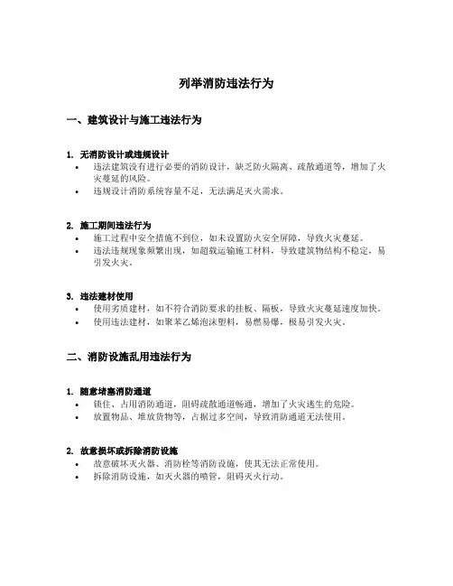 列举消防违法行为
