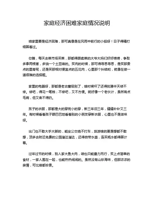 家庭经济困难家庭情况说明