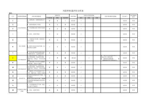 公司风险控制表 
