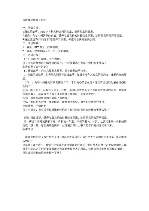 大班社会领域教案 约定