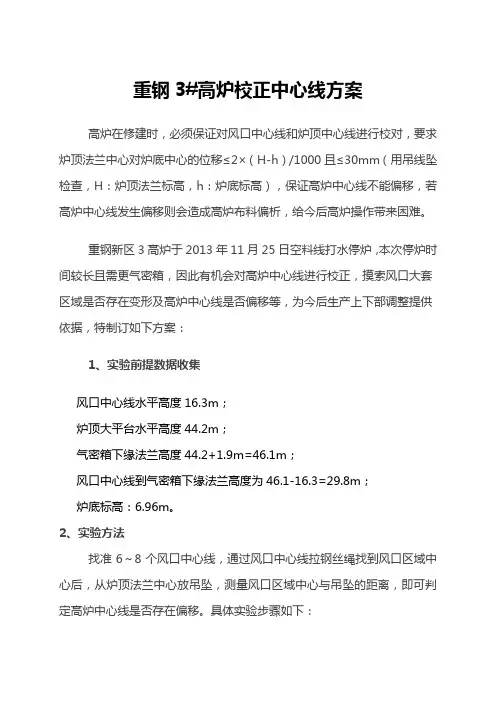 3#高炉校正中心线方案