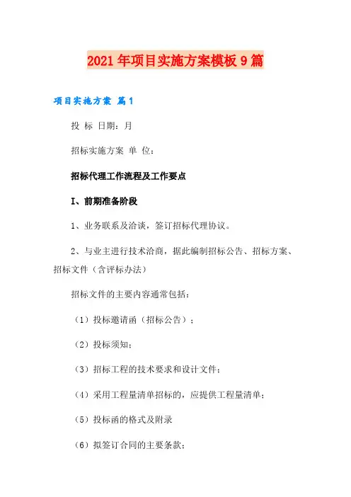 2021年项目实施方案模板9篇(实用)