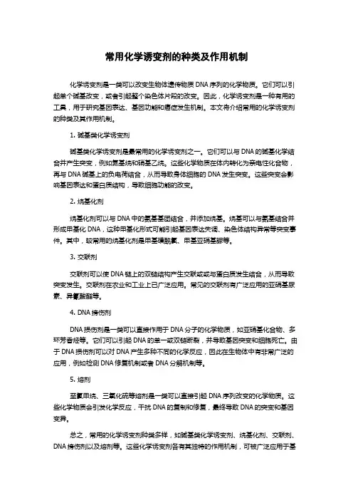 常用化学诱变剂的种类及作用机制