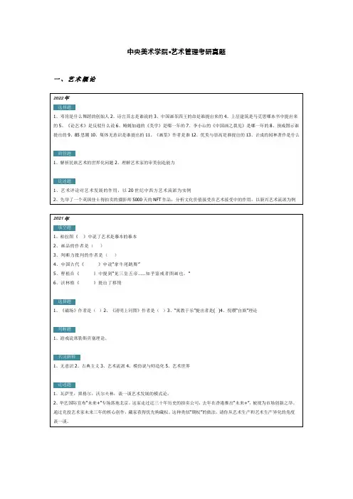 (完整版)中央美术学院·艺术管理考研真题