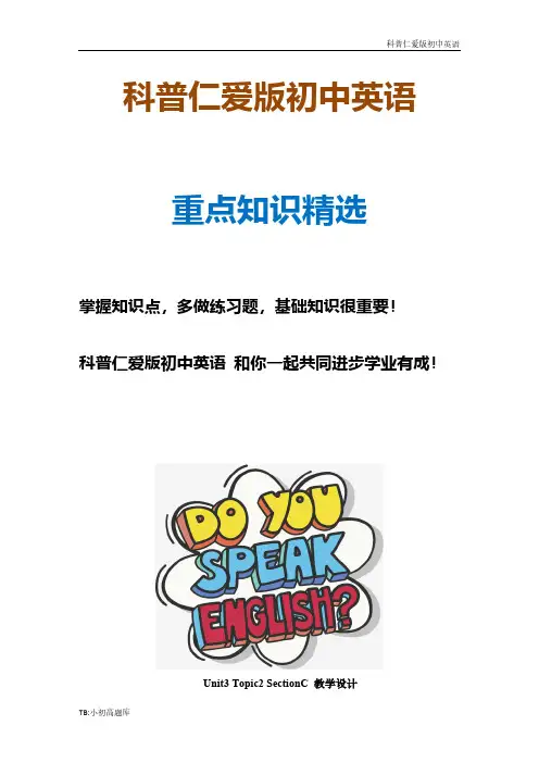 科普仁爱版初中英语九年级上册Unit3 Topic2 SectionC 教学设计