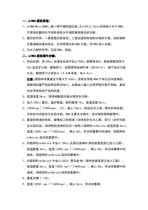 人血液中miRNA的提取