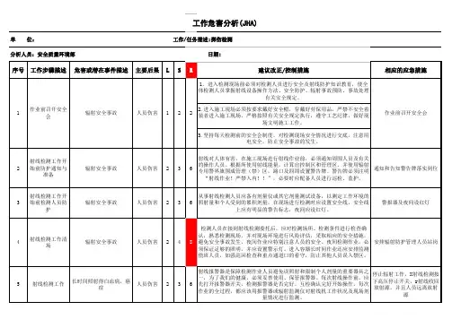 探伤检测工作危害分析