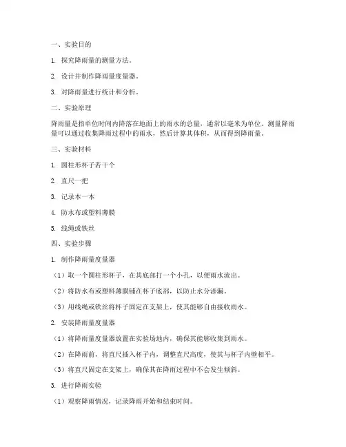 雨量实验报告单