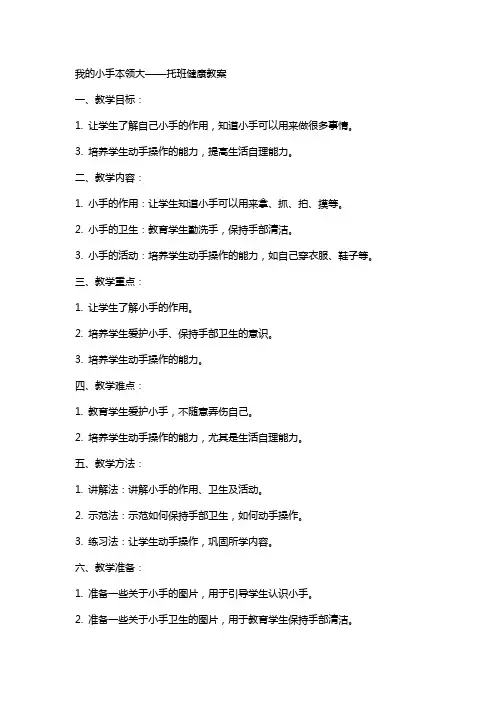 我的小手本领大托班健康教案