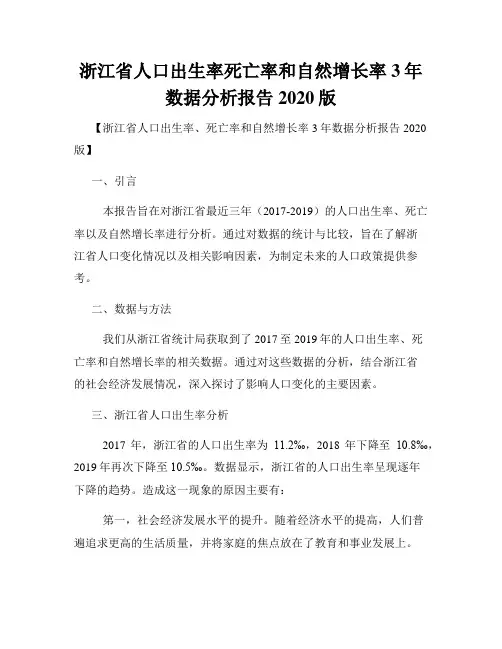 浙江省人口出生率死亡率和自然增长率3年数据分析报告2020版