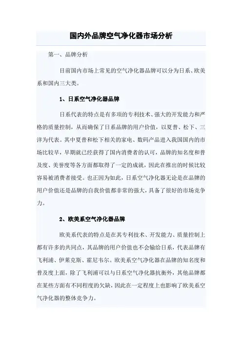 国内外品牌空气净化器市场分析