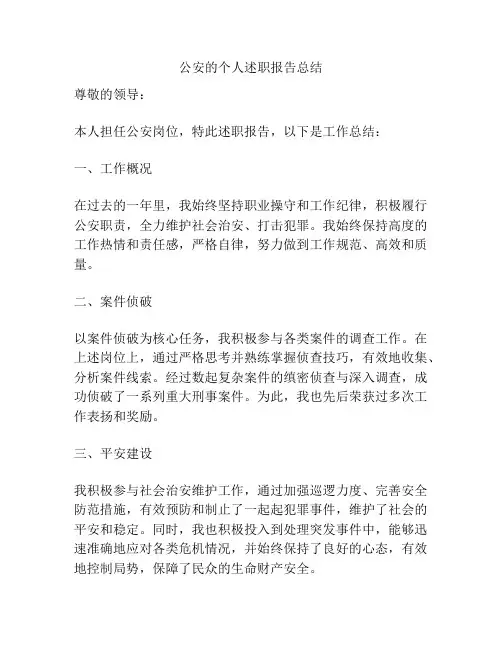 公安的个人述职报告总结