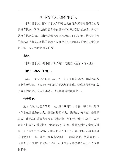 仰不愧于天,俯不怍于人