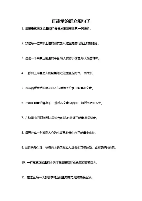 正能量的群介绍句子