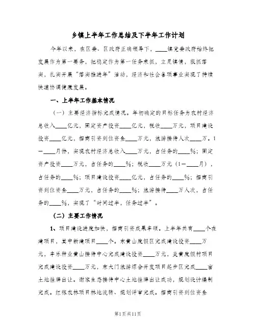 乡镇上半年工作总结及下半年工作计划(2篇)