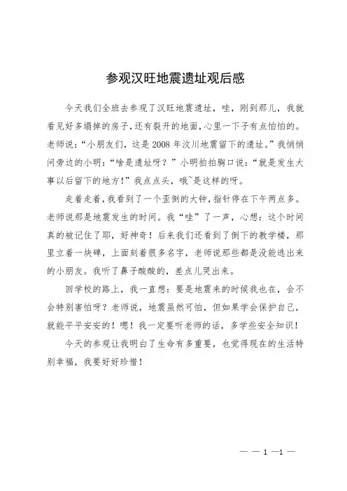 参观汉旺地震遗址观后感