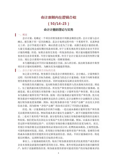 50-14.23 会计计量的理论与实务