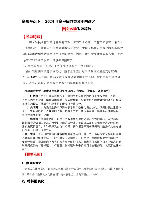高频考点之图文转换专题精练-2024年高考语文二轮复习三点突破讲解专练原卷版