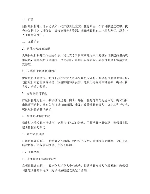 新项目报建个人工作总结