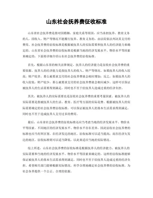 山东社会抚养费征收标准