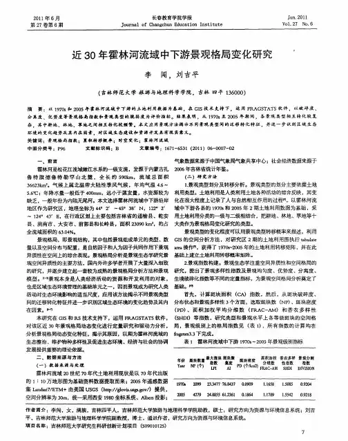 近30年霍林河流域中下游景观格局变化研究