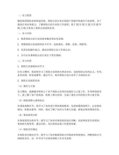 保险公估流程实训报告