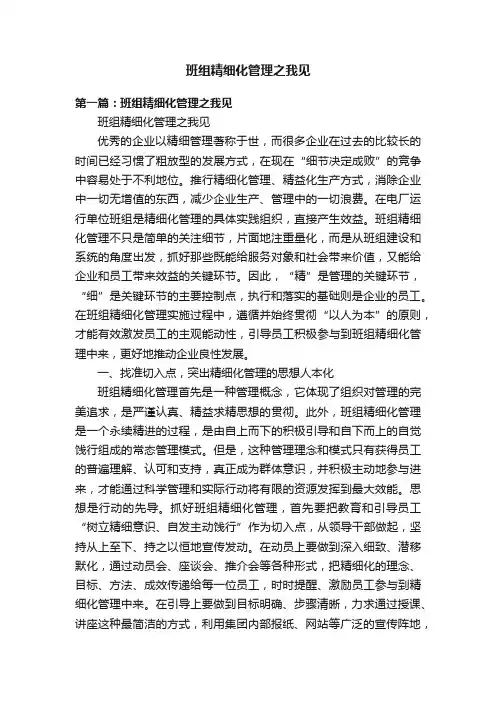 班组精细化管理之我见