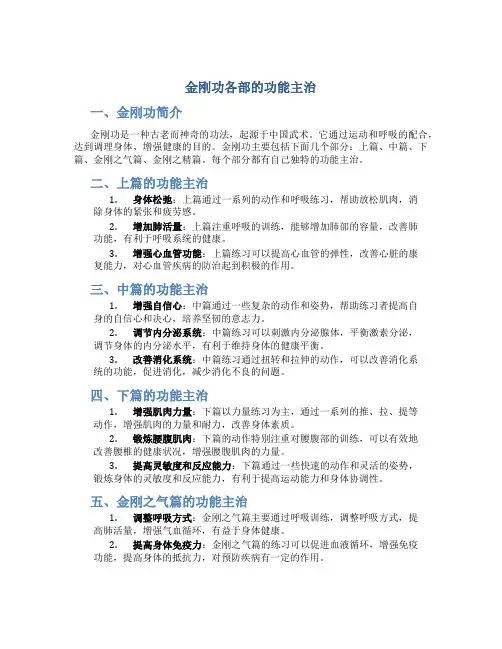 金刚功各部的功能主治