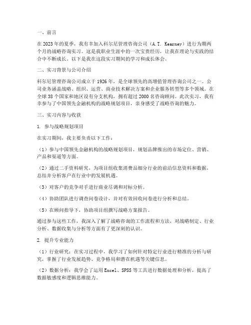 战略咨询实习成长报告