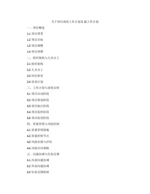 关于项目部的工作计划5篇_工作计划