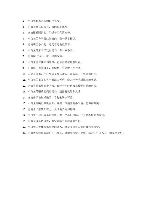 形容小白兔的外貌特征的句子