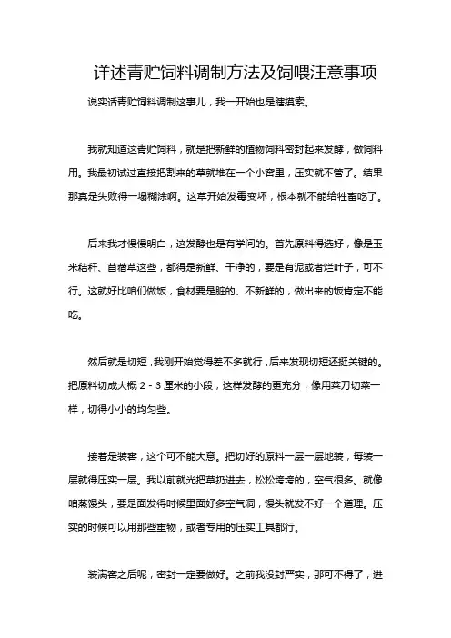 详述青贮饲料调制方法及饲喂注意事项