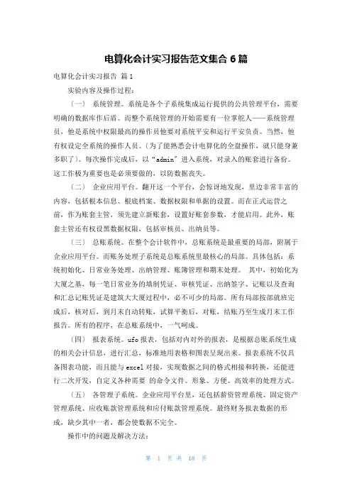电算化会计实习报告范文集合6篇