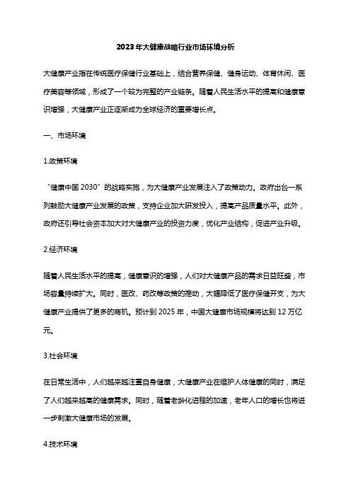 2023年大健康战略行业市场环境分析