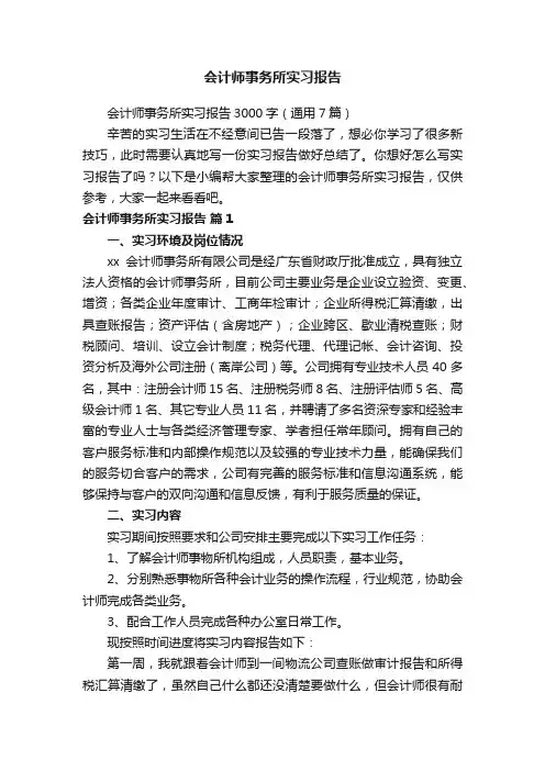会计师事务所实习报告