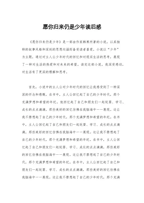 愿你归来仍是少年读后感