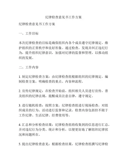 纪律检查意见书工作方案