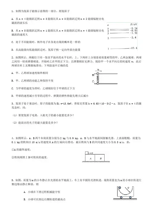 动量守恒超级经典题练习