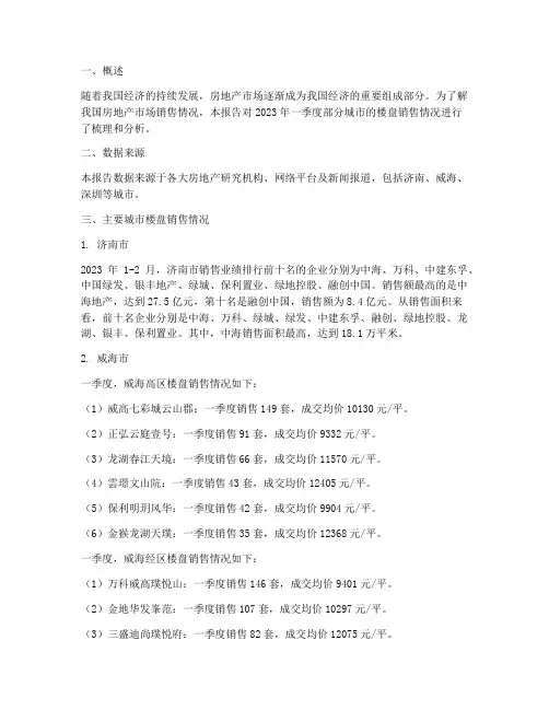 楼盘销售情况报告