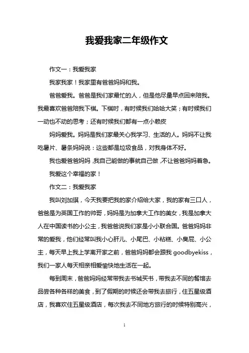我爱我家二年级作文