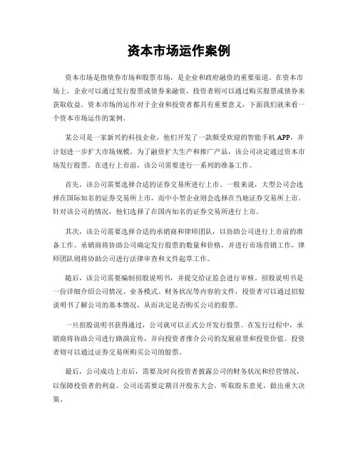 资本市场运作案例