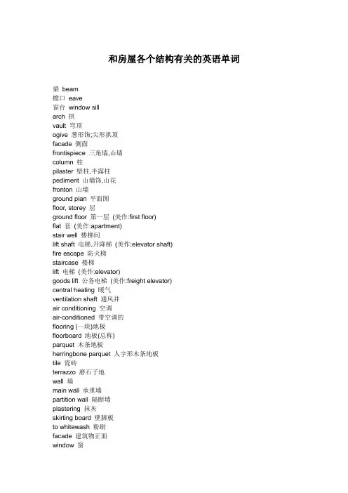 和房屋各个结构有关的英语单词