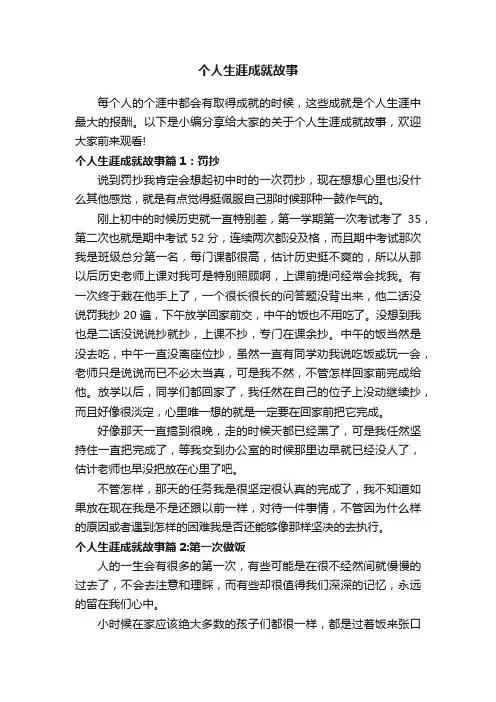 个人生涯成就故事