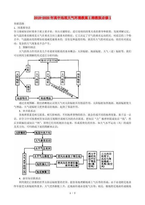 2019-2020年高中地理大气环境教案1湘教版必修1