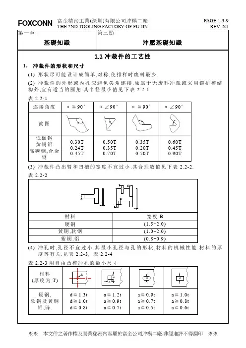 2.2冲裁件的工艺性