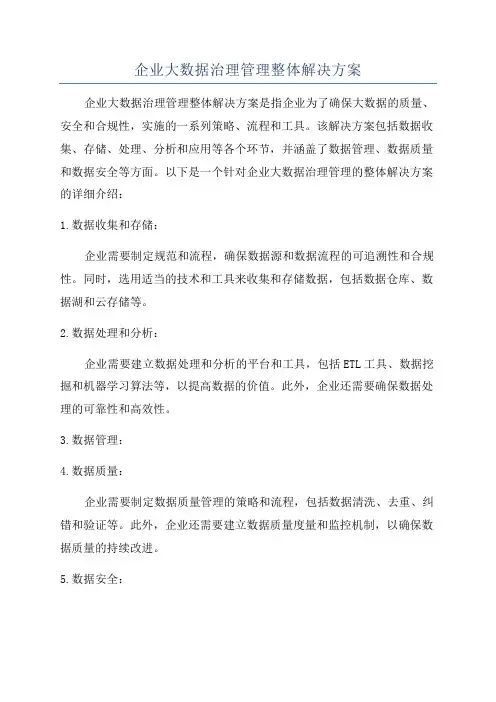 企业大数据治理管理整体解决方案