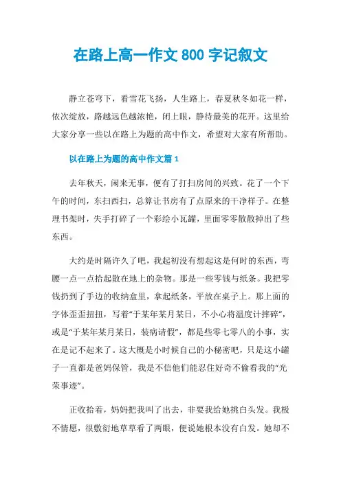 在路上高一作文800字记叙文