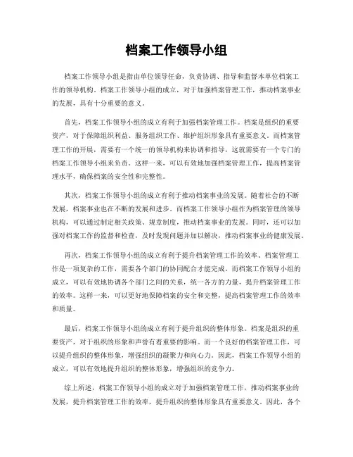 档案工作领导小组